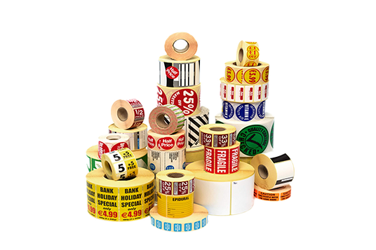 Stacked custom printed roll labels