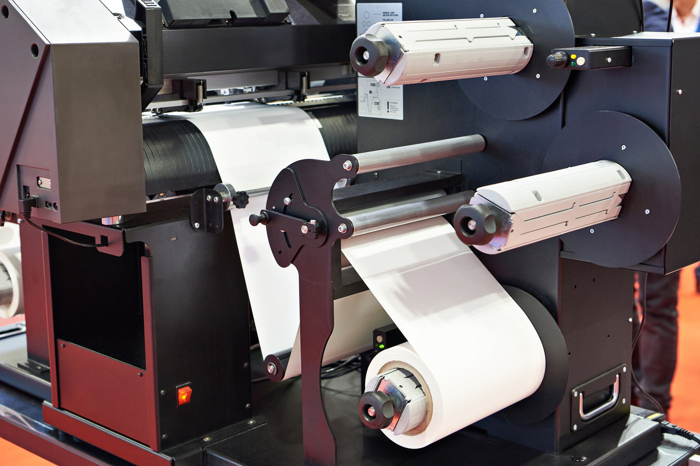 Printer with Blank Label Rolls Ready for Printing