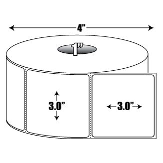 Direct Thermal: 3 in. x 3 in. General Purpose Roll Label - 1 inch core
