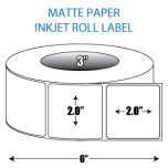2" x 2" Matte Inkjet Roll Label - 3" ID Core, 6" OD