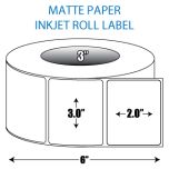 3" x 2" Matte Inkjet Roll Label - 3" ID Core, 6" OD