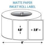 4" x 2" Matte Inkjet Roll Label - 3" ID Core, 6" OD