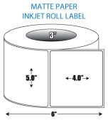5" x 4" Matte Inkjet Roll Label - 3" ID Core, 6" OD