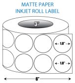 1" 2-up Circle Matte Inkjet Roll Label - 3" ID Core, 6" OD