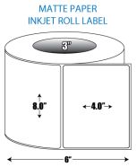 8" x 4" Matte Inkjet Roll Label - 3" ID Core, 6" OD