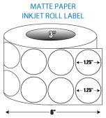 1.25" Circle 2-up Matte Inkjet Roll Label - 3" ID Core, 6" OD