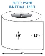 8" x 8" Matte Inkjet Roll Label - 3" ID, 6" OD