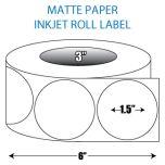 1.5" Circle Matte Inkjet Roll Label - 3" ID Core, 6" OD