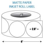 2" Circle Matte Inkjet Roll Label - 3" ID Core, 6" OD