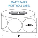 3" Circle Matte Inkjet Roll Label - 3" ID Core, 6" OD