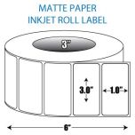 3" x 1" Matte Inkjet Roll Label - 3" ID Core, 6" OD