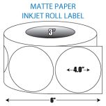 4" Circle Matte Inkjet Roll Label - 3" ID Core, 6" OD