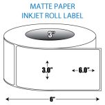 3" x 6" Matte Inkjet Roll Label - 3" ID Core, 6" OD