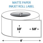 3" x 5" Matte Inkjet Roll Label - 3" ID Core, 6" OD
