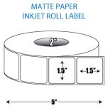 1.5" x 1.5" Matte Inkjet Roll Label - 2" ID Core, 5" OD