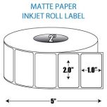 2" x 1" Matte Inkjet Roll Label - 2" ID Core, 5" OD