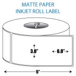 3" x 6" Matte Inkjet Roll Label - 2" ID Core, 5" OD