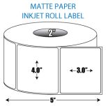 4" x 3" Matte Inkjet Roll Label - 2" ID Core, 5" OD