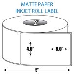 4" x 6" Matte Inkjet Roll Label - 2" ID Core, 5" OD