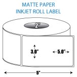 3" x 5" Matte Inkjet Roll Label - 2" ID Core, 5" OD