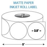 3" Circle Matte Inkjet Roll Label - 2" ID Core, 5" OD