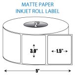 3" x 1.5" Matte Inkjet Roll Label - 2" ID Core, 5" OD