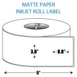 3" x 8" Matte Inkjet Roll Label - 2" ID Core, 5" OD