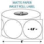 4" Circle Matte Inkjet Roll Label - 2" ID Core, 5" OD