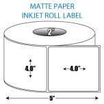 4" x 4" Matte Inkjet Roll Label - 2" ID Core, 5" OD