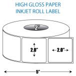 2" x 2" High Gloss Inkjet Roll Label - 2" ID Core, 5" OD