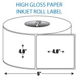 4" x 4" High Gloss Inkjet Roll Label - 2" ID Core, 5" OD