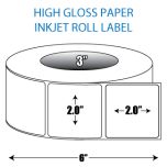 2" x 2" High Gloss Inkjet Roll Label - 3" ID Core, 6" OD