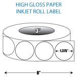 1.375" Circle High Gloss Inkjet Roll Label - 3" ID Core, 6" OD