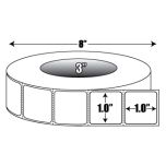 Direct Thermal: 1 in. x 1 in. General Purpose Roll Label - 3 inch core