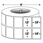 Direct Thermal: 1.5 in. x 1 in. 2-up General Purpose Roll Label - 3 inch core