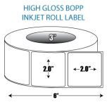 2" x 2" BOPP High Gloss Inkjet Roll Label - 3" ID Core, 6" OD