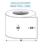 8" x 8" BOPP High Gloss Inkjet Roll Label - 3" ID Core, 6" OD