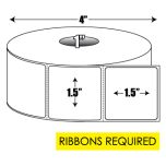 Thermal Transfer: 1.5 in. x 1.5 in. General Purpose Roll Label - 1 inch core