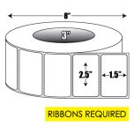 Thermal Transfer: 2.5 in. x 1.5 in. General Purpose Roll Label - 3 inch core