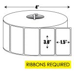 Thermal Transfer: 3 in. x 1.5 in. General Purpose Roll Label - 1 inch core