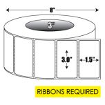 Thermal Transfer: 3 in. x 1.5 in. General Purpose Roll Label - 3 inch core