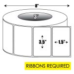 Thermal Transfer: 3.5 in. x 1.5 in. General Purpose Roll Label - 3 inch core 