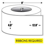 Thermal Transfer: 4 in. x 12 in. General Purpose Roll Label - 3 inch core