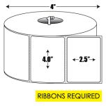 Thermal Transfer: 4 in. x  2.5  in. General Purpose Roll Label - 1 inch core