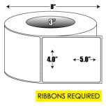 Thermal Transfer: 4 in. x  5 in. General Purpose  Roll Label - 3 inch core