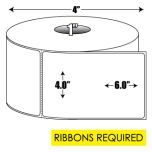 Thermal Transfer: 4 in. x  6 in. General Purpose Roll Label - 1 inch core