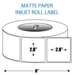 2" x 2" Matte Inkjet Roll Label - 3" ID Core, 6" OD