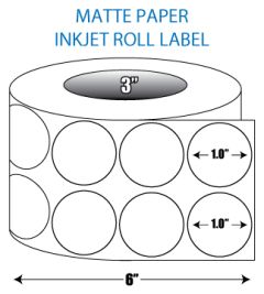 1" 2-up Circle Matte Inkjet Roll Label - 3" ID Core, 6" OD