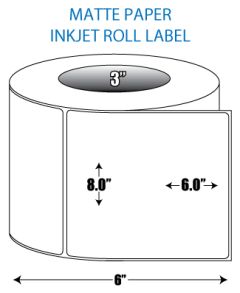 8" x 6" Matte Inkjet Roll Label - 3" ID Core, 6" OD