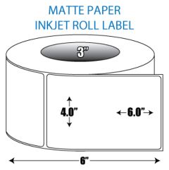4" x 6" Matte Inkjet Roll Label - 3" ID Core, 6" OD